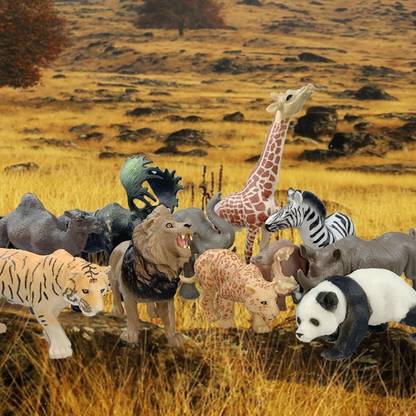 KHYALI 12-PCS Wildlife Animal Toy Set|Realistic Mini Jungle Zoo Animals for Kids|515
