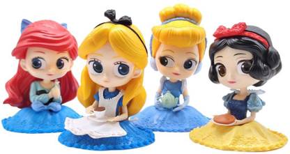 kawaii kart Princess Chibi Sitting Figures - Set Of 4|Princess Toy Statue