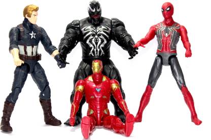 WOW toys Combo of 4 Super Hero Action Figures||Titan Hero Series|Spider-Captain-Anti Hero