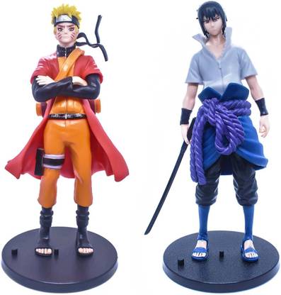 Masi Traders Naruto Sage Mode and Sasuke Uchiha Action Figure with Stand - 18 cm (Pack of 2)