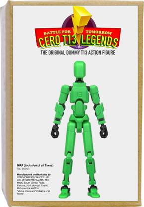 CERO T13 Action Figures Fidget Anime Figures 3D Printed (Black and Green PLA)