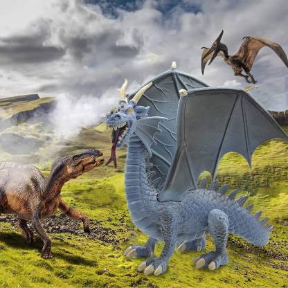 HASTHIP Dinosaur Toys for Kids Realistic Flying Blue Dragon Toy Dragon Action Figures