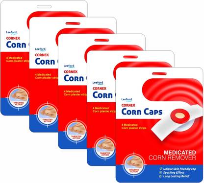 Leeford Cornex Corn Caps Medicated Corn Remover Pack of 20 Strips Adhesive Band Aid