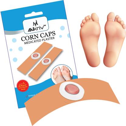 MIKRIV Medicated Corn Caps–Fast-Acting Corn & Callus Remover with Pain Relief PACK OF 3 Adhesive Band Aid