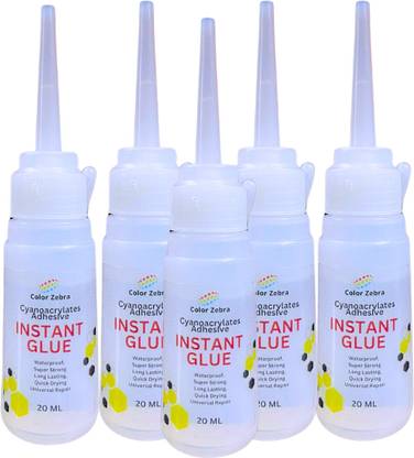 Color Zebra Non Toxic Instant Super Glue (Cyanoacrylate Adhesive) 5 x 20 ML Pack |