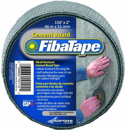FibaTape 2-Inch by 150-Feet Cement Board Tape-Alkali-Resistant/Self-Adhesive, Grey Adhesive
