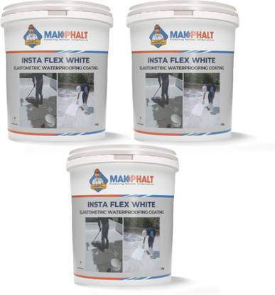 MAKPHALT Insta Flex White Elastomeric Roof Waterproofing Coating in Liquid Pack of 3 Adhesive