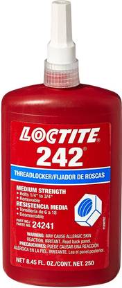 Henkel Loctite Loctite 24241 Blue 242 Medium Strength Threadlocker, 250 mL Bottle Adhesive