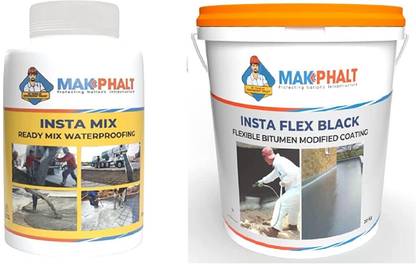 MAKPHALT Combo of Insta Mix Integral Waterproofing Compound and Insta Flex Black-1Kg Adhesive