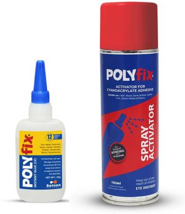 POLYFIX Multipurpose Instant Superglue LV With accelerator (Aerosol) combo Kit Adhesive Adhesive