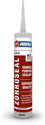 ABRO Waterproof General Purpose White Silicone Sealant Adhesive 260 ml - Clear Adhesive