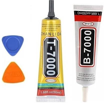 Ekon Combo of T7000 & B7000 Strong Waterproof Transparent White & Black Glue Adhesive