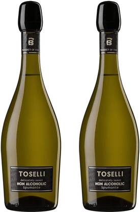 TOSELLI Non Alcoholic Sparkling Wine Combo Offer White Wine, 2 Bottles 750ml Each Glass Bottle