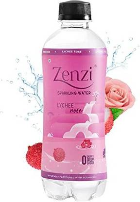 Zenzi Sparkling Water - Lychee Rose | Pack of 4 (350ml Each) | 100% Natural Flavour | Zero Sugar & Zero Calories PET Bottle