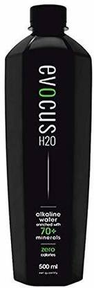 EVOCUS India's First Black Alkaline Water With 70+ Natural Minerals, 8+ pH Alkaline Water (500Ml) Pack Of 12 Plastic Bottle