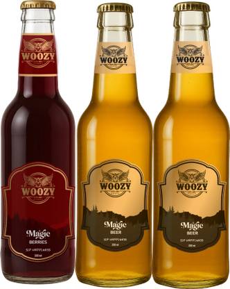 Woozy Woozybar Magic Berries & 2 Magic Beer, Non Alcoholic Combo (With Buzz) 3-Pack Box