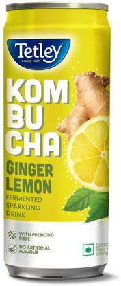 Tetley Kombucha Ginger Lemon Flavour Fermented Sparkling Drink Can