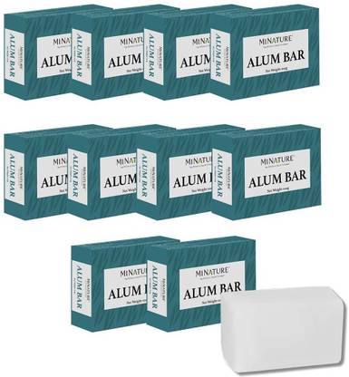 mi nature Alum Bar 100gm (Fitkari), Pack of 10 Shaving Bar 100% Pure Potassium Alum Stone