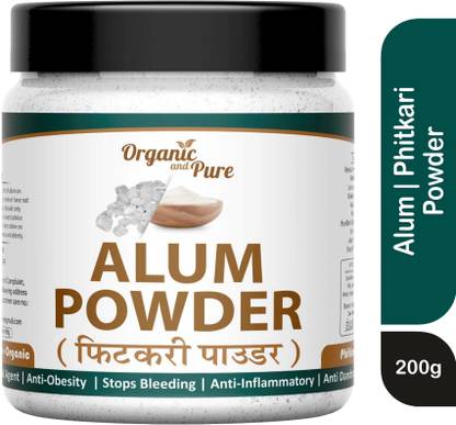Organic and Pure Alum Stone Powder Fitkari Powder Phitkari Alum Powder Patika Sphatika Bhasma Jar