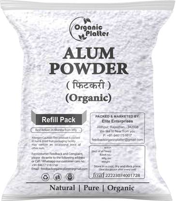 Organic Platter Alum Powder Fitkari Powder Phitkari Sphatika bhasma for hair skin After shave-R