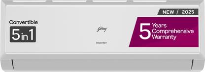 Godrej 2025 Model 5-In-1-Convertible Cooling 1.5 Ton 3 Star Split Inverter With Heavy Duty Cooling And Pure Air Filter AC  - White