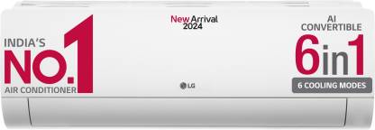 LG AI Convertible 6-in-1 Cooling 2024 Model 1 Ton 5 Star Split Inverter 4 Way Air Swing HD Filter with Anti-Virus Protection AC with VIRAAT Mode & ADC Sensor AC  - White