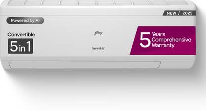 Godrej 2025 Model 2 Ton 3 Star Split Inverter 5-In-1-Convertible Cooling with Heavy Duty Cooling And Pure Air Filter AC
