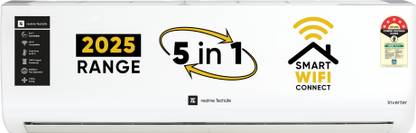 realme TechLife 2025 Model 1 Ton 5 Star Split Inverter with Wi-fi 5-in-1 Convertible with Rapid Cool Technology Smart AC