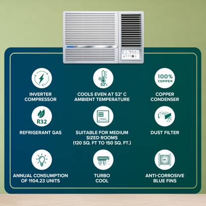 Blue Star 1.5 Ton 5 Star Window Inverter AC - White