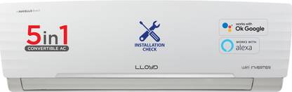 Lloyd 2025 Model 1.5 Ton 5 Star Split Inverter AC with Wi-fi Connect  - White