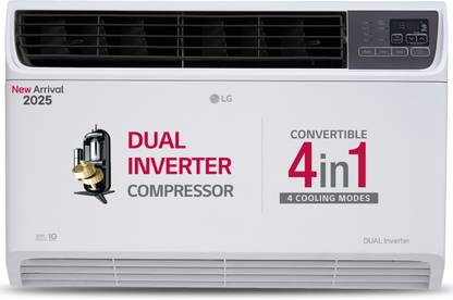 LG 2025 Model Convertible 4-in-1 Cooling 1.5 Ton 3 Star Window Dual Inverter with Faster Cooling and Energy Saving, 4 Way Air Swing, HD Filter and Top Air Discharge AC  - White
