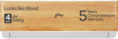 Godrej 5-In-1 Convertible Cooling 2024 Model Wood Finish 1.5 Ton 3 Star Split Inverter 4 Way Air Swing AC  - Cypress