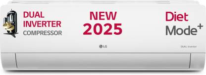 LG 2025 Model AI Convertible 6-in-1 Split 1.5 Ton 5 Star Split AI Dual Inverter with Faster Cooling and Energy Saving, 4 Way Air Swing, VIRAAT Mode and Diet Mode Plus AC  - White