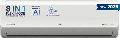 IFB 2025 Model Silver Plus Series 1.5 Ton 5 Star Split Inverter with HD Compressor, AI, Dual Gold Fin, Nano Tek Coating & 8-in-1 Flexi Mode AC  - White