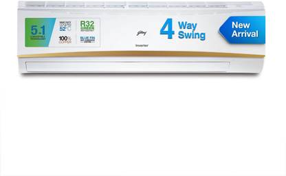Godrej 5-in-1 Convertible Cooling 2.5 Ton 3 Star Split Inverter 4-way Air Swing with Blue Fin Anti Corrosive Coating AC  - White