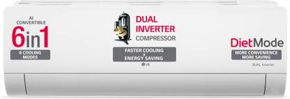 LG AI Convertible 6-in-1 Cooling 2024 Model 1.5 Ton 3 Star Split Dual Inverter HD Filter with Anti-Virus Protection,VIRAAT Mode, Diet Mode & ADC Sensor AC  - White
