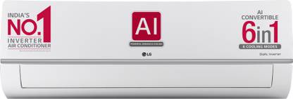 LG AI Convertible 6-in-1 Cooling 2023 Model 1.5 Ton 5 Star Split Inverter 4 Way Swing, HD Filter with Anti-Virus Protection AC  - Silver Deco