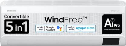 Samsung Convertible 5-in-1 Cooling 2023 Model 1 Ton 3 Star Split Inverter WindFree Technology AC with Wi-fi Connect  - White