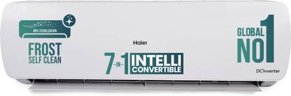 Haier 2025 Model Intelli-Convertible 7 in1 Convertible 1.5 Ton 3 Star Split Inverter Expandable HD Filter,Frost Self Clean,Upto 20 M air Flow, Hyper PCB, 2 Way Swing AC  - White