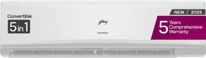 Godrej 2025 Model 5-In-1 Convertible Cooling 1.4 Ton 5 Star Split Inverter Heavy Duty Cooling at Extreme Temperature AC  - White