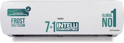 Haier 2025 Model Intelli-Convertible 7 in1 Convertible 1.5 Ton 5 Star Split Inverter Expandable HD Filter,Frost Self Clean,Upto 20 M air Flow, Hyper PCB, 2 Way Swing AC  - White