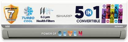 Sharp 2025 Model 5 in 1 Convertible 1 Ton 3 Star Split Inverter 7 Stage Health Filters,Turbo Cool Technology,AntiCorrosive Gold Fin AC  - White