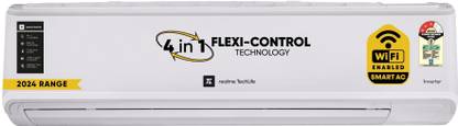 realme TechLife 2024 Model 1 Ton 3 Star Split Inverter Smart AC with Wi-fi Connect  - White