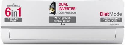 LG AI Convertible 6-in-1 Cooling 2024 Model 1.2 Ton 3 Star Split Dual Inverter 2 Way Swing, HD Filter with Anti-Virus Protection,VIRAAT Mode, Diet Mode & ADC Sensor AC  - White