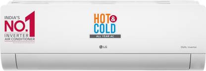 LG Super Convertible 5-in-1 Cooling 2023 Model 2 Ton 3 Star Hot and Cold Split Inverter HD Filter with Anti-Virus Protection AC  - White