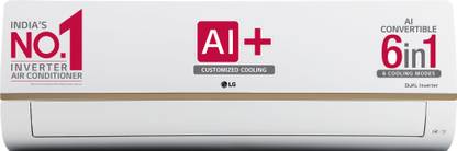 LG AI Convertible 6-in-1 Cooling 2023 Model 1 Ton 5 Star Split Inverter 4 Way Swing, HD Filter with Anti-Virus Protection AC with Wi-fi Connect  - Gold Deco