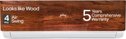 Godrej 5-In-1 Convertible 2024 Model Wood Finish 1.5 Ton 3 Star Split Inverter 4 Way Air Swing AC  - Brown, White