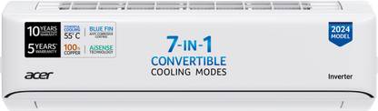 Acer 2024 Model 1 Ton 5 Star Split Inverter AC  - White