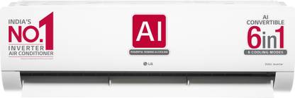 [Purchase Via Tataneu App ICICI Bank Credit Card] LG 6 in 1 Convertible 1.5 Ton 5 Star Inverter Split AC with 4 Way Swing (2023 Model, Copper Condenser, RS-Q19KNZE)