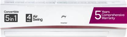 Godrej 5-In-1 Convertible Cooling 2024 Model 2 Ton 5 Star Split Inverter with 4-way Air Swing AC AC  - White